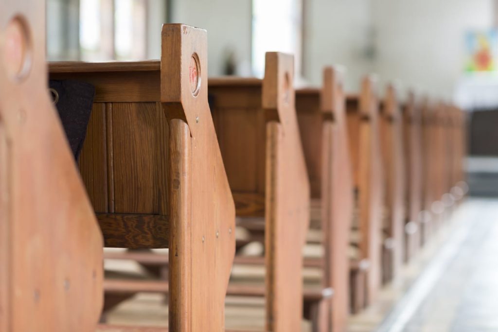 Pews in a historic church